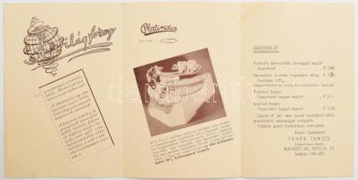 1940 Fehér János fogtechnikus, fogpótlók kihajtható reklám és árlista postán elküldve, jó állapotban