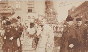 1908 Szent Jobb körmenet Budapesten, főrendekkel fotólap