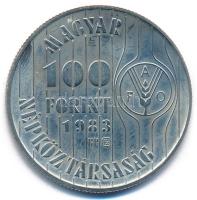 1983. 100Ft Cu-Ni "FAO - Több gabonát a világnak" Cu-Ni T:UNC patina Adamo EM72