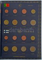 1999-2002. 1c-2E (96xklf), 12 ország euró érméit tartalmazó szett speciális Leuchtturm gyűrűs albumb...