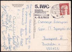1972 Az FTC jégkorongcsapat tagjai által aláírt képeslap
