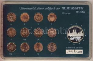 NSZK 2003(1999-2002). 1c (12x) Euró-övezet érméi + "München-vásárváros" ffém emlékérem közös szettben T:1,PP Csak 1000db! R!