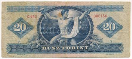 1949. 20Ft alacsony sorszámmal "C 643 000156" T:F,VG 
Adamo F10