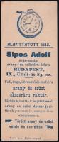 Sipos Adolf órás-mester arany- és ezüstáru-üzlete, Budapest, IX., Üllői-út 83., számolócédula