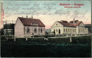 1917 Medgyes, Mediasch, Medias; Städtisches Gaswerk / Városi gázművek. Fritz Guggenberger kiadása / gas works