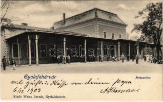 1903 Gyulafehérvár, Karlsburg, Alba Iulia; Park pavilon. Weisz Bernát kiadása / Park pavilion