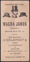 Wacha János kalapos, Budapest, Múzeum krt. 43, számolócédula