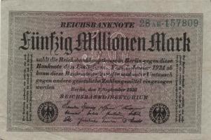 Német Birodalom / Weimari Köztársaság 1923. 50.000.000M (5x) szürke papíron, közte egymás utáni ill....