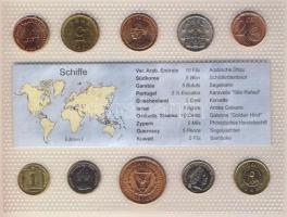"Hajók" szett, benne 10 ország pénzérméi, egész világ T:1