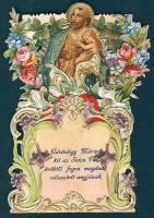 cca 1900 mechanikus litho szentkép kissebb hibákkal / Litho holy picture 8x13 cm