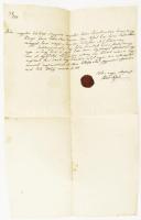 cca 1844-1849 (?) Váradolaszi, Bodó László biharmegyei alispán aláírása egy házassági engedélyen, viaszpecséttel, hajtott
