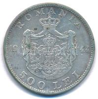 Románia 1944. 500L Ag "I. Mihály" T:XF patina Romania 1944. 500 Lei Ag "Mihai I"...
