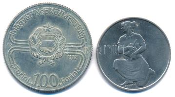 1981. 100Ft Ni "FAO I. - Világélelmezési nap" + 1982. 100Ft Cu-Ni "Labdarúgó Világbaj...