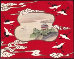 Jelzés nélkül: Kínai tájkép. Kézzel festett selyemkép, kartonra kasírozva, 17x14 cm