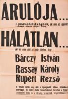 cca 1926 A Nemzeti Szabadelvű Párt választási plakátja (Bárczy István, Rassay Károly, Rupert Rezső), Bp., Attila-ny., sérülésekkel, 93x62