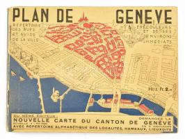 Genf térképe, reklámokkal, 16x12 cm