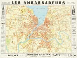 Genf térképe, reklámokkal, 16x12 cm
