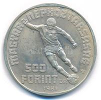 1981. 500Ft Ag "Labdarúgó Világbajnokság 1982" műbőr tokban T:BU patina Adamo EM65