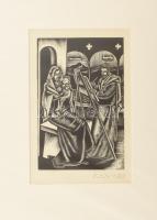 Molnár C. Pál (1894-1981): Madonnát festő, Fametszet, papír, paszpartuban, utólagos jelzéssel, 17×11 cm