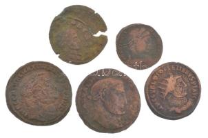 Római Birodalom 5db klf bronz érméből álló tétel T:VF,F Roman Empire 5pcs of diff bronze coin lot C:VF,F