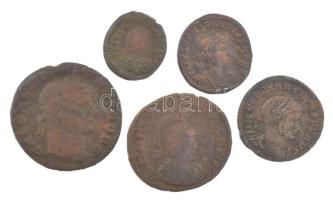 Római Birodalom 5db klf bronz érméből álló tétel T:VF,F Roman Empire 5pcs of diff bronze coin lot C:VF,F