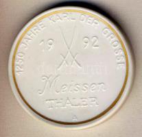 Németország 1992. "Nagy Károly" meisseni porcelán emlékérem T:1 Eredeti díszdobozban!