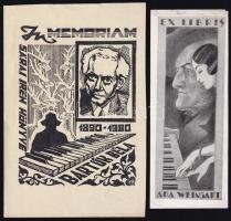 2 db ex libris: Ada Weingart, Sárai Irén. linómetszet, litho 6x14 cm, 11x16 cm