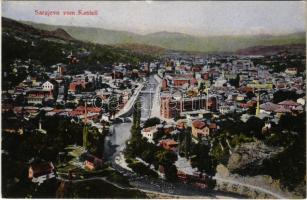 1911 Sarajevo, vom Kastell / general view from the castle + K.U.K. MILIT. POST SARAJEVO