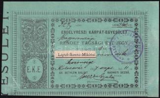 1897 Az Erdélyrészi Kárpát Egyesület rendes tagsági évi jegy Liptószentmiklós város részére