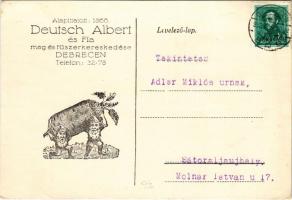 1933 Debrecen, Deutsch Albert és Fia mag és fűszerkereskedése, üzlet reklámlapja törpékkel. Deutsch Albert és Fia levele a hátoldalon / Hungarian shop advertisement postcard with dwarves (EB)