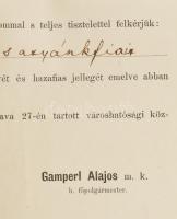 1870 Batthyány Lajos miniszterelnök hamvainak újratemetésére és a nemzeti gyászünnepélyre szóló megh...