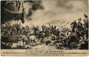 Król Jan Sobieski na Kahlenbergu / Die Befreiung Wiens aus der grossen Türkennot im Jahre 1683 König Johann Sobieski auf den Kahlenberger Höhen. Historisches Gemälde v. Joh. Wyck / Liberation of Vienna from Turkish occupation (EB)