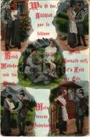 1918 Wie ist der Abschied gar so schwer / WWI Austro-Hungarian K.u.K. military art postcard, soldier's wife, farewell. O.K.W. 380. (EB)