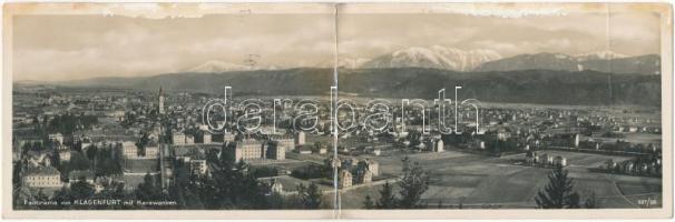 1929 Klagenfurt am Wörtherse (Kärnten), Panorama von Klagenfurt mit Karawanken / 2-tiled folding panoramacard (b)