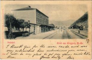 1898 (Vorläufer) Gloggnitz, Bahnhof / railway station, locomotive, train (fl)