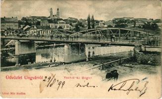 1899 (Vorläufer) Ungvár, Uzshorod, Uzhhorod, Uzhorod; Vashíd az Ungon. Lévai Mór kiadása / bridge ov...