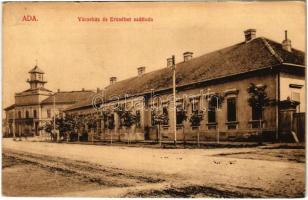 1913 Ada, Városháza és Erzsébet szálloda. Király Béla kiadása / town hall, hotel (EK)