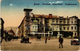 1918 Brassó, Kronstadt, Brasov; utca részlet, automobilok / street view, automobiles (EB)