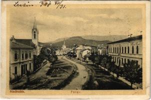 1908 Alsókubin, Dolny Kubín (Árva, Orava); Fő tér, templom. Árvamegyei Hírlap kiadása / main square, church (EB)