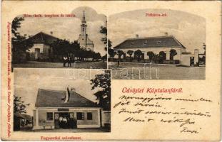1910 Káptalanfa, Római katolikus templom és iskola, Plébánialak, Fogyasztási szövetkezet üzlete és saját kiadása. Németh Sándor fényképész felvétele (fl)