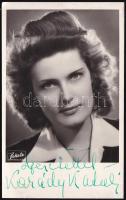 Karády Katalin (1910-1990) színésznő aláírása az őt ábrázoló Foto Fekete képeslapon,13x8 cm