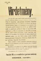 1893 Budapest III. csendőrkerület számára zsupszalma beszerzésről szóló felhívás plakátja hajtva, jó állapotban 30x40 cm