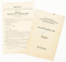 1917 Bp., A Mátyásföldi Nyaralótulajdonosok Egyesületének alapszabályai, 15p + közgyűlési meghívó