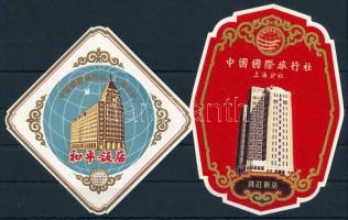 2 db kínai hotel cimke az 1950-es évekből