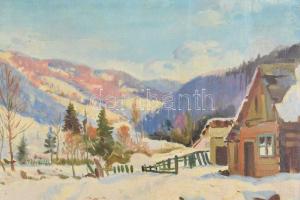 Garanyi József (1921-2009):Vereckei hágó (Kárpátalja). Olaj, vászon. Jelezve jobbra lent. apró lyuka...