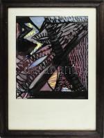 Vörös András (1955): Vad színek I. Olaj, papír. Jelzett, üvegezett keretben 40x50 cm