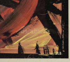 Vörös András (1955): Vad színek. Olaj, papír. Jelzett, üvegezett keretben 40x50 cm