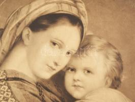 Dekoratív fa képkeret Raffaello utáni nyomattal, belső méret: 68,5x55,5 cm