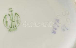 2 db Ibolya mintás porcelán kínáló tálka. Kézzel festett, jelzett, hibátlan 19 cm, 29 cm