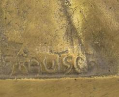 cca 1920 Heinrich Kautsch (1859-1943): Koszorút tartó nő, bronz plakett, jelzéssel, minimális kopáss...